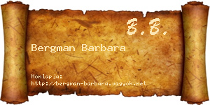 Bergman Barbara névjegykártya